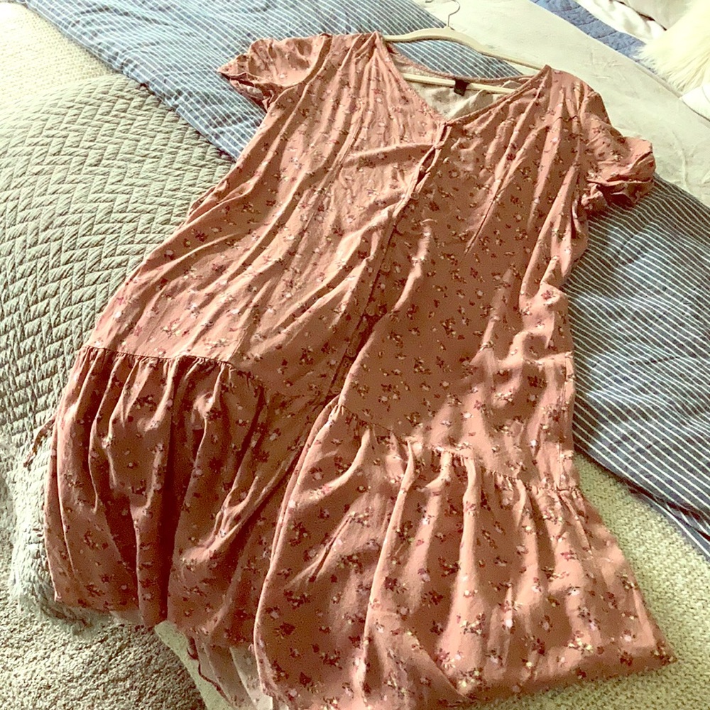 Blush, floral, milkmaid dress in size L